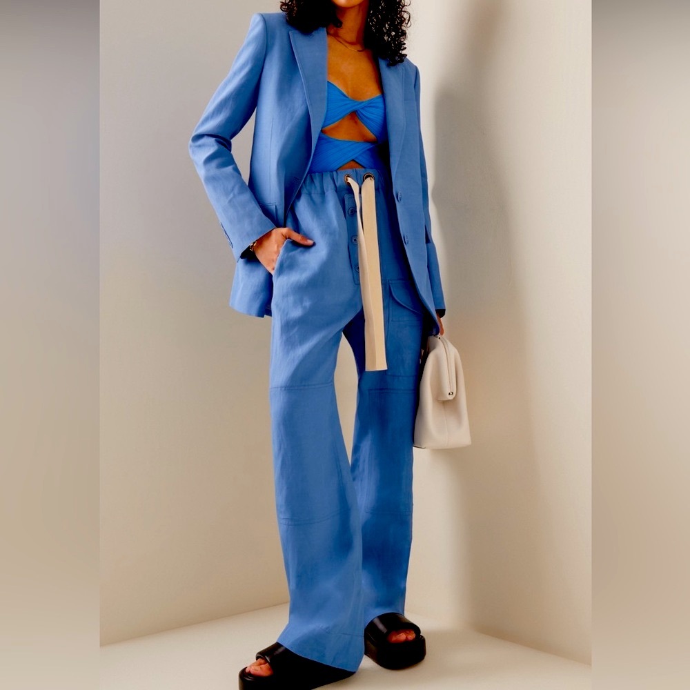 Stella McCartney trouser cargo pants, twill tailoring, cornflower blue size 40